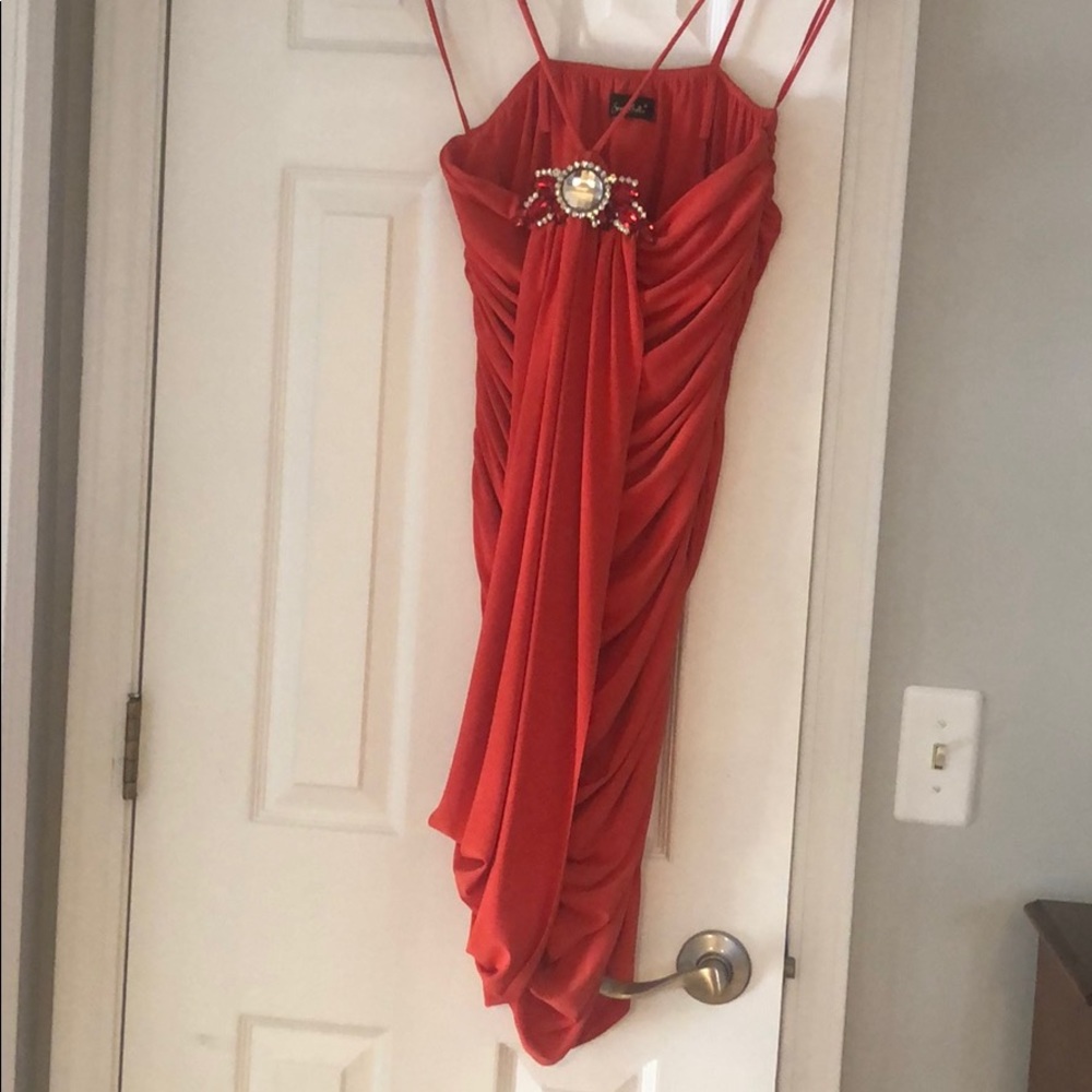 Rushed orange dress